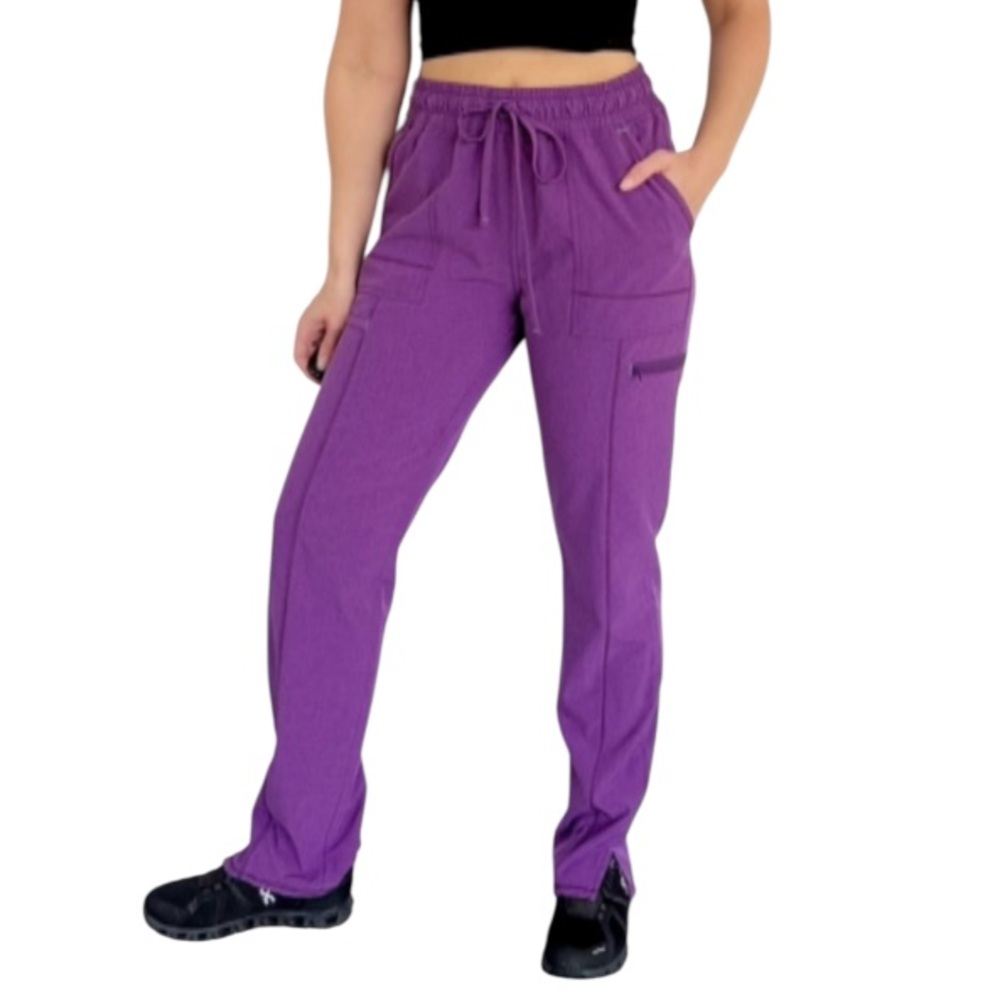 Scrub Star purple high rise cargo pocket straight leg stretch scrub pants small